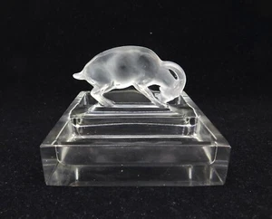 Early Rene Lalique France Chevre / Goat Glass Ashtray Dish 4-1/5" x 5-1/8" x 3" - Picture 1 of 9