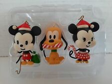 Hallmark "All Set For Christmas" Mickey, Minnie And Pluto 3 Mini Orn. 2008 EUC