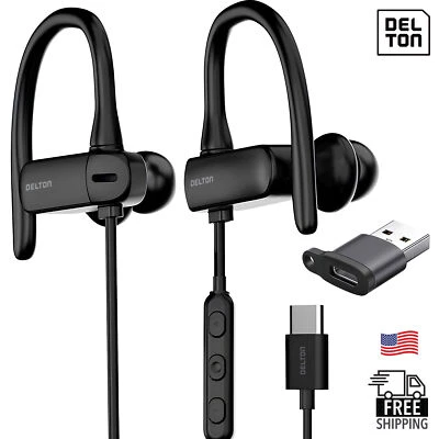 Delton 24ECA Stereo Wired Earbuds, USB Type-C - Black - Image 1 of 4