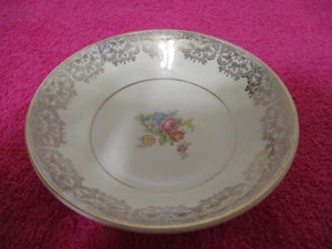 Vintage Royal Monarch 22K Gold Soup Bowl PADEN CITY POTTERY USA FLOWERS CERAL - Picture 1 of 7
