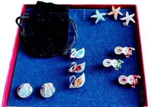 Swarovski Kristall EVENT Tie Tac Mütze Reversnadel Brosche mit Samttasche ~ $ 18,75 JE ~ - Bild 1 von 5