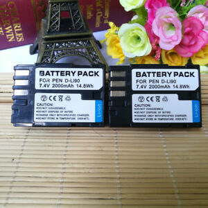 2X D-LI90 DLI90 Battery For PENTAX K3 K3 II K7 K-5 II K5 2S K01 K-1 K1 Camera
