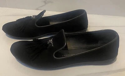 GIUSEPPE ZANOTTI Diseñador Negro Borla Mocasines Zapatos Talla 40.5 Sin Cordones Foto 1 de 4