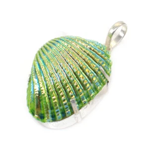 Green Sea Shell Pendant Gemstone Mermaid Fashion Jewelry 1.5 To 2.5'' l719 - Picture 1 of 4