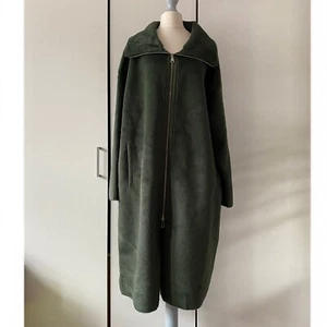 Free People Lana Coat Faux Fur Size M Medium Green Zip Pockets - Picture 1 of 11