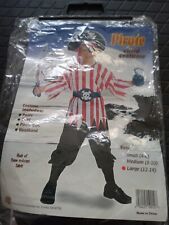 Halloween Pirate Costume Child Size 12-14 Red White Children's Patch Hat Hook
