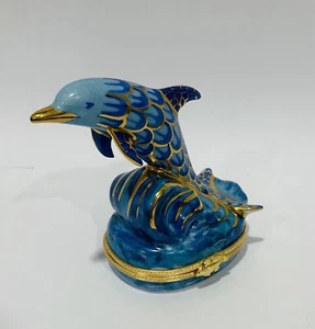 Stunning Dolphin ~ Limoges Trinket Box ~ Limoges France - Picture 1 of 9