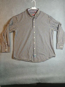 IZOD Shirt Mens Large Button Up Blue yellow Checker Long Sleeve shirt - Picture 1 of 12