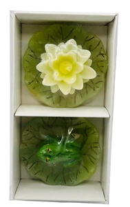 Frog and Lily Pad Small Figural Floating Candle Set Craven Pottery GA NIB - Bild 1 von 5