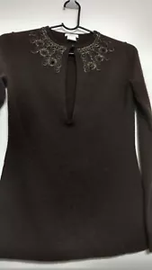 Suéter Aeve 100 % cachemir para mujer marrón ojo de cerradura adornado talla XS/S? LEER - Imagen 1 de 8