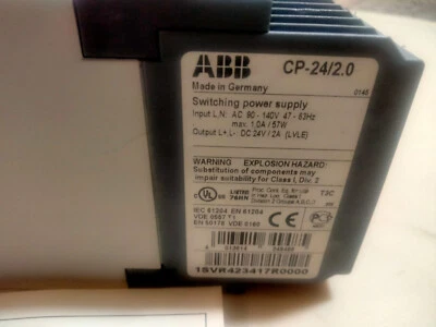 ABB SWITCHING POWER SUPPLY 90-140V INPUT, OUTPUT DC24V/2A CP24/2.0  - Image 1 of 4
