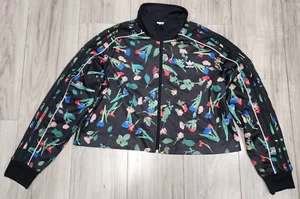 Adidas Damen Bellista Allover Floral Zipper Front Trainingsjacke Schwarz Größe L - Bild 1 von 8