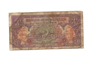 3 PENCE VG BANKNOTE FROM BRITISH ARMED FORCES 1946 PICK-M9 - Picture 1 of 2