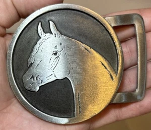 VTG Horse Western Country Belt Buckle Classic Animal Unbranded Pewter - Picture 1 of 5