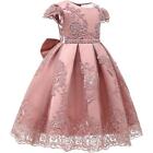 Dusty Pink Beaded Pearls Lace Tulle Flower Girl Dresses Size 4