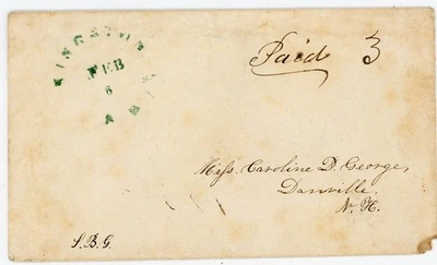STAMPLESS-KINGSTON(Rockingham County)NEW HAMPSHIRE-FEB/6-RIMLESS CDS-GREEN-1852 - Image 1 of 4