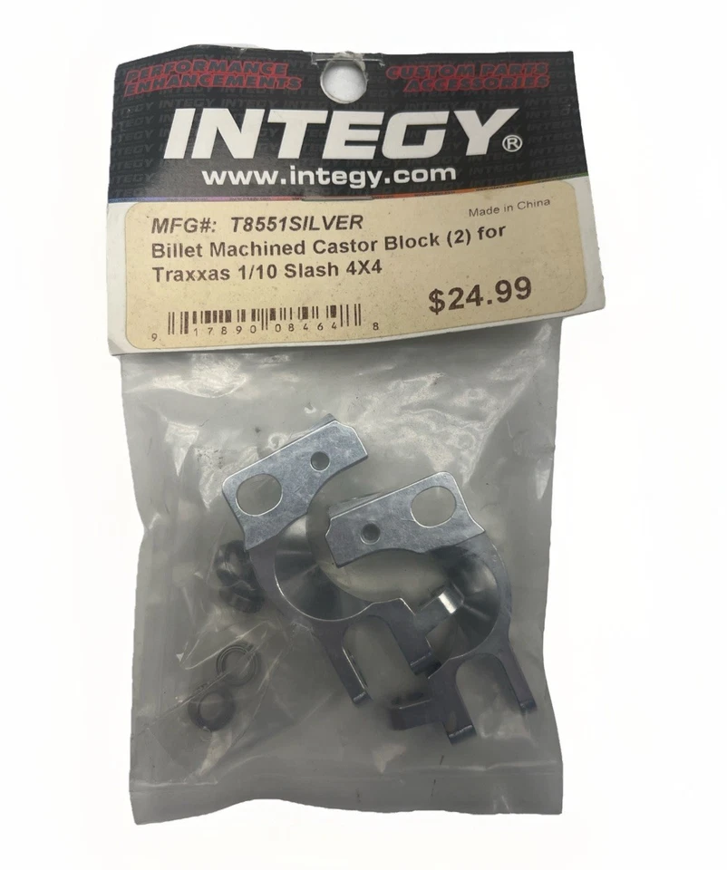 Integy T8551 Silver Billet Machined Castor Block for Traxxas 1/10 Slash 4*4 - Image 1 of 1