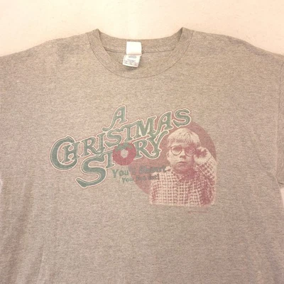 Camiseta masculina manga curta gola redonda filme história de Natal tamanho XL cinza - Imagem 1 de 4
