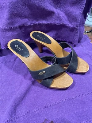 candies shoes vintage dark brown, Italian shoes sandals, NOS Size 9, European 40 - Image 1 of 4