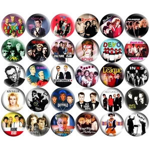 New Wave 1.5" Pinback Buttons 80s Synthpop Punk Rock Retro Music Band 56 Pins - Picture 1 of 4