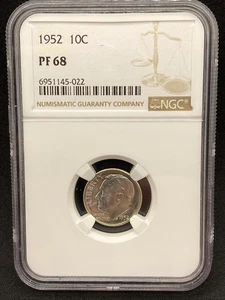 1952 Roosevelt Proof Dime 10c NGC PF68 - Foto 1 di 4