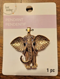 Elephant Pendant Bead Landing Nickel Free 2" x 2" Beaded Eyes & Forehead New - Picture 1 of 5