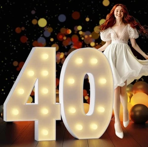 Decorazioni 40° Compleanno 3FT Tendone Illumina Numeri 40 Numeri Compleanno Luci - Foto 1 di 6