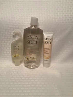 Avon Skin So Soft Aceite de Baño Hidratante Radiante 25, Gel de Ducha y Crema de Manos Set de 3 Foto 1 de 3