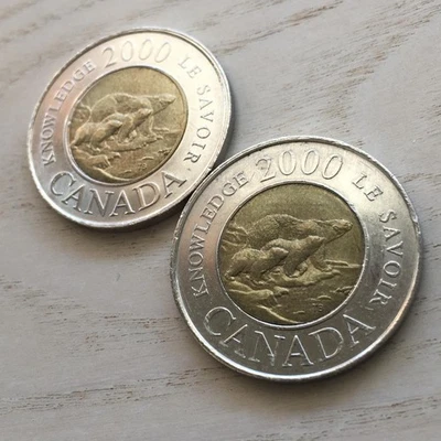 Royal Canadian Mint 2000 Polar Bear and Baby $2 Coins (2 pieces) Canada - Image 1 of 3