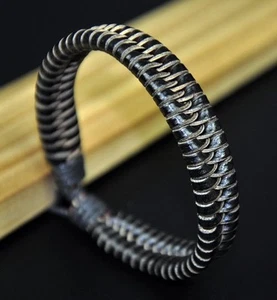 JS83 Classic Surfer Braided Leather Bracelet Wristband Cuff Cool Men's BLACK - Picture 1 of 2