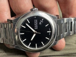 Gucci Pantheon Large 44mm Ref 115.2 Stainless Steel Black Dial Bracelet SERVICED - Bild 1 von 20