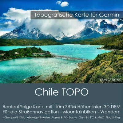 Chile Garmin Topo GPS Karte 8GB microSD Garmin Navi, PC & MAC. Von navitracks - Bild 1 von 4