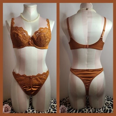 New Vintage VS Gold Label Second Skin Bra/ Panty Set 34C/Sm ♡ Copper - Image 1 of 4