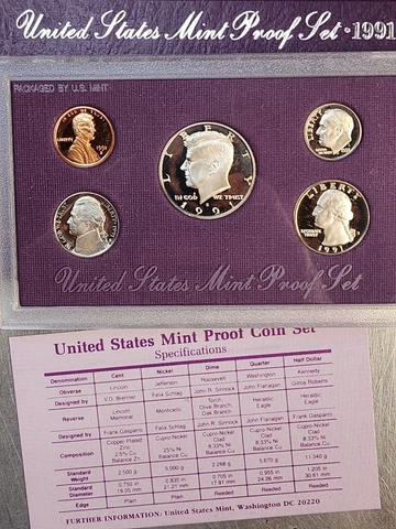 1991 S United States U.S. Mint Proof Coin Set Cover