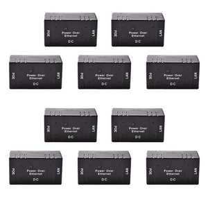 10PCS Passive PoE Injector Splitter over Ethernet Adapter For LAN Network Black - Photo 1/8
