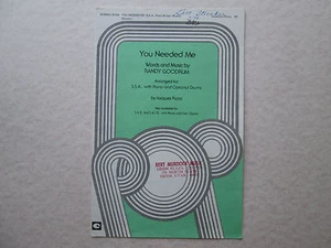 YOU NEEDED ME Sheet Music ARRANGED FOR S.S.A. Soprano Alto ANNE MURRAY Voice - Picture 1 of 1
