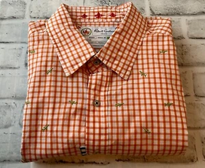 Robert Graham Jeans Arrowplane Button Shirt Mens XL TG Orange Check Airplane - Picture 1 of 6