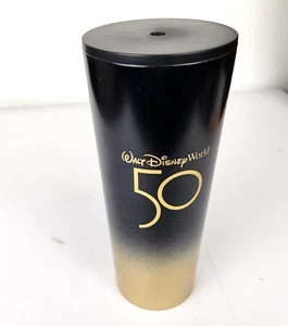 Starbucks Walt Disney World 50th Anniversary Tumbler Cup Mug Black Gold NO STRAW - Picture 1 of 14