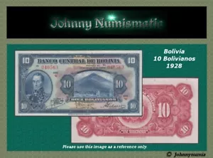 Bolivia 10 Bolivianos 1928 UNC - Picture 1 of 3