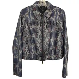 VALE LA PENA Chaqueta Blazer Nueva York Manga Larga Estampado Serpiente Cremallera Completa Cuero Talla 8 - Imagen 1 de 17