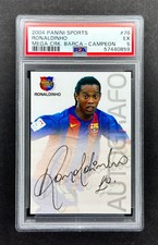 2004-05 Panini Megacracks Barca Campeon Autografo #76 RONALDINHO    PSA 5 EX