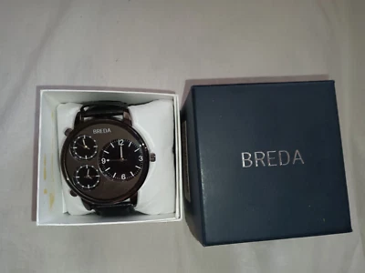 Breda Triple Time Quartz Analog Black Blue Men's Watch 1627 - Image 1 of 3