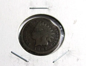1887 1C Mint Error Double Curved Clip #358 Indian Penny - G - Picture 1 of 4