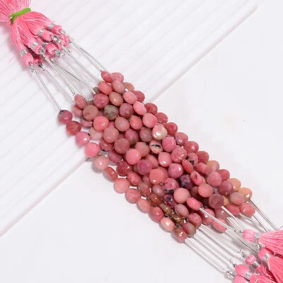 Piedras preciosas de rodonita natural en forma de corazón cuentas facetadas hilo 8X8X4 mm EB-913 Foto 1 de 4