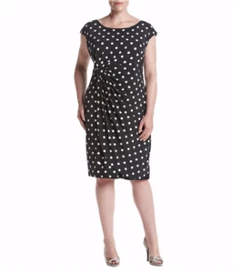 NEW CONNECTED BLACK WHITE POLKA DOTS CAREER SHEATH DRESS SIZE 20 W WOMEN $98 - Picture 1 of 3