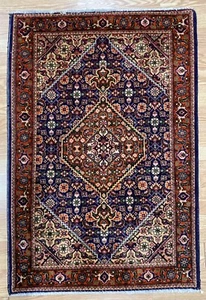 Red Navy Blue Ivory Caucasian Mahi Hand Knotted Wool Oriental Area Rug 3’x4’7” - Picture 1 of 10