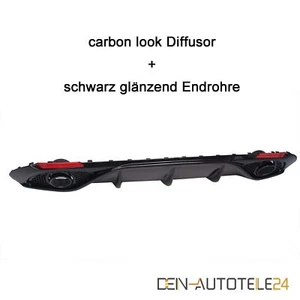 Heckdiffusor Auspuffblende für Alfa Romeo Giulia Limousine 16-18 CARBON+SCHWARZ - Picture 1 of 6