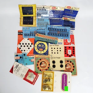 Vintage Nähhaken Ösen Schlaufen Druckknöpfe auf Karten Clinton Woolco Dritz - Bild 1 von 9