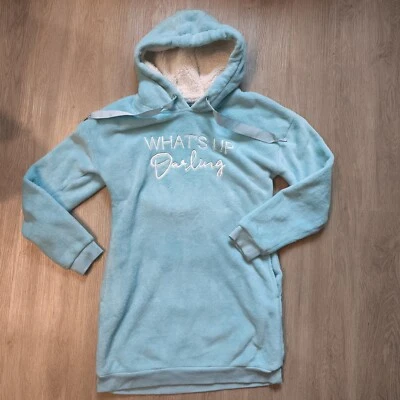 *süßes Kuschelkleid Kleid mit Kapuze Gr. S (36/38) in hellblau* - Bild 1 von 4