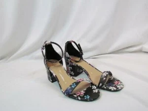 NIB Call It Spring Vegan Sandal Open Toe Black Floral Print Ankle Strap 9 M - Picture 1 of 7